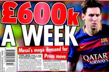 Messi Angliyada haftasiga 600 ming funt maosh olmoqchi